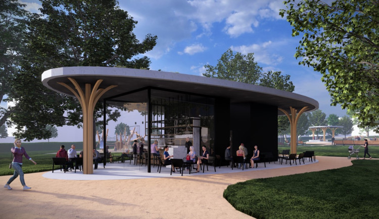 Hudební altán a kavárna se zelenou střechou. Zanedbaný park v Přerově čeká revitalizace
