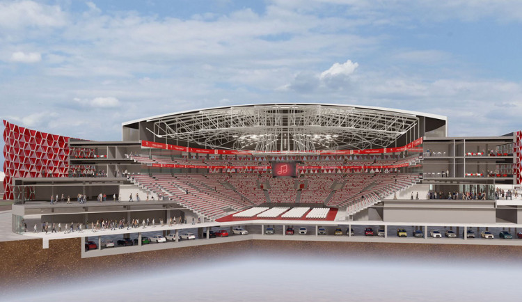 Vizualizace multifunkční haly v projektu Nová Velkomoravská v Olomouci