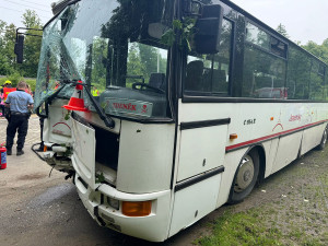 Ve Zlatých Horách narazil autobus do stromu, desítky dětí utrpěly zranění