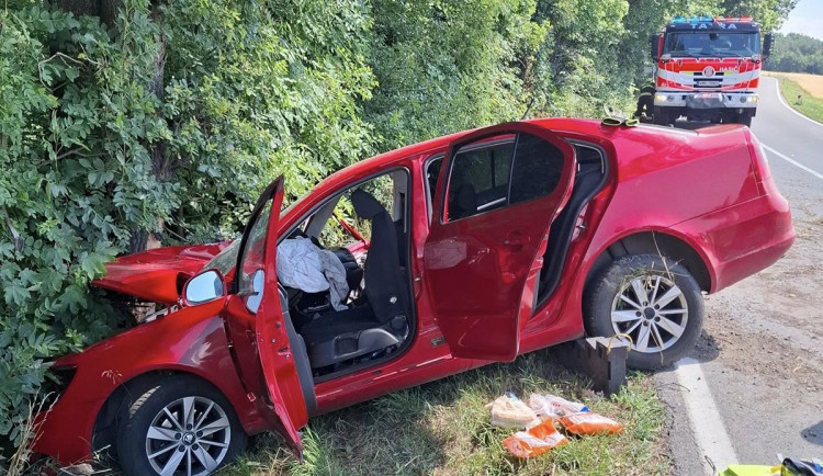 Dopravní nehoda u obce Měrotín na Litovelsku