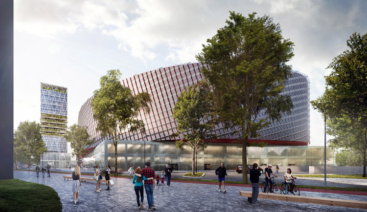 Vizualizace multifunkční haly v projektu Nová Velkomoravská v Olomouci