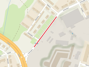 Vyznačení uzavřeného úseku Erenburgovy ulice