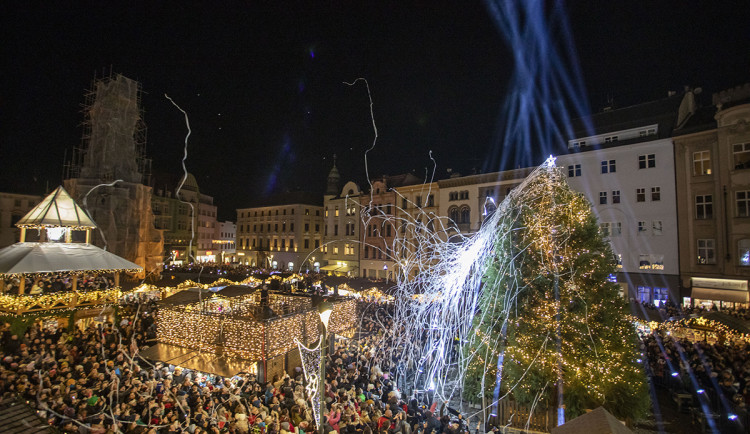 Vánoční strom Floriánek na Horním náměstí v Olomouci