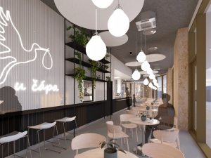 Vizualizace bufetu v budově C1