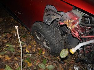 Opilý mladík nezvládl rychlost a u Břevence v noci vyletěl ze silnice. Skončil ve stromě