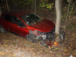 Opilý mladík nezvládl rychlost a u Břevence vyletěl v noci ze silnice. Skončil ve stromě