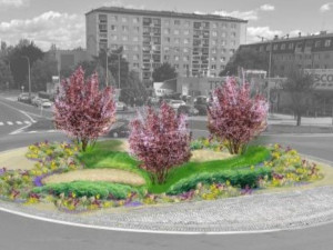 Okružní křižovatka v Přerově rozkvete. Porostou zde slivoně, rozchodníky nebo sasanky