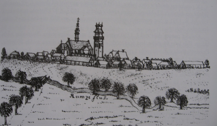 Kralice na vedutě F. B. Wernera z roku 1750