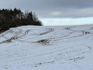 Louku u Repech zřejmě pro zábavu zničil a rozjezdil stříbrný Passat. Věc už řeší policie