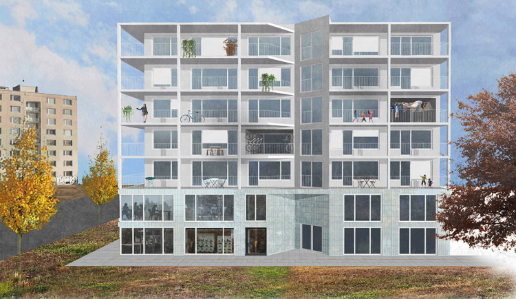 Vizualizace nového bytového domu v ulici Jánského v Olomouci