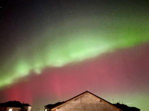 Polární záře záběr z Lipníku nad Bečvou, foto. Petra Kubová