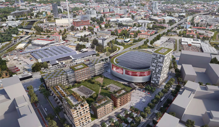 Vizualizace multifunkční haly v projektu Nová Velkomoravská v Olomouci