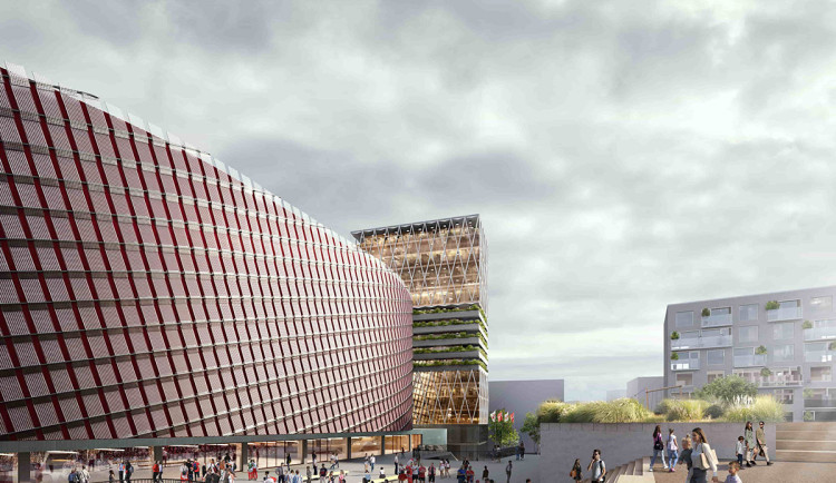 Vizualizace multifunkční haly v projektu Nová Velkomoravská v Olomouci