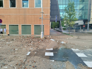 Záplava před magistrátem. Po havárii se velká část Olomouce ocitla bez vody