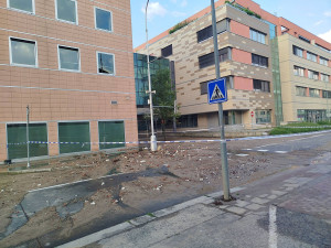 Záplava před magistrátem. Po havárii se velká část Olomouce ocitla bez vody