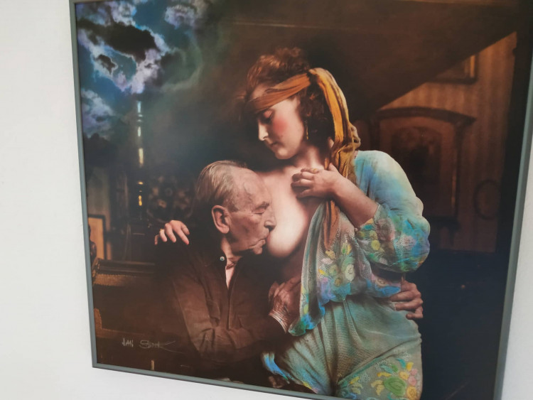 Jan Saudek se ženou na výstavě v Plumlově na zámku