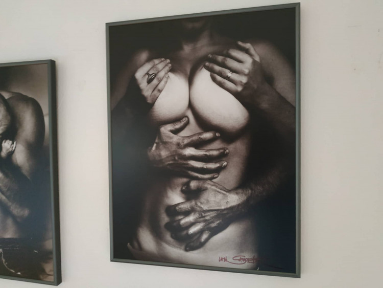 Jan Saudek se ženou na výstavě v Plumlově na zámku