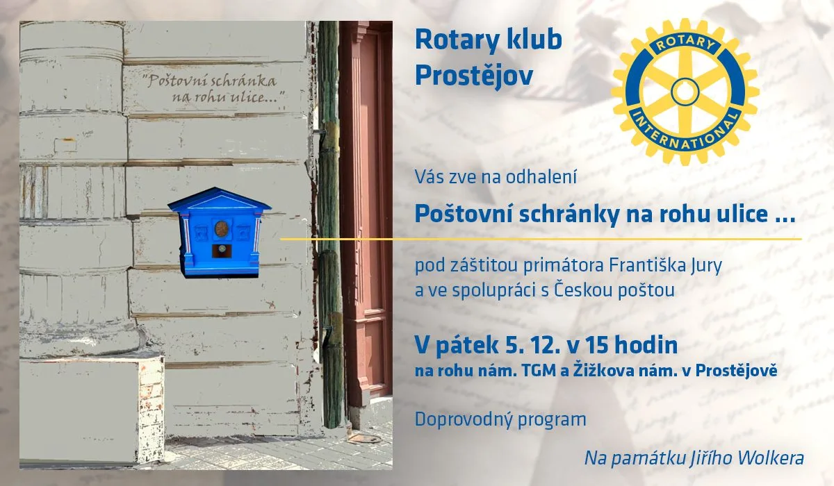 Odhalení poštovní schránky na rohu ulice...