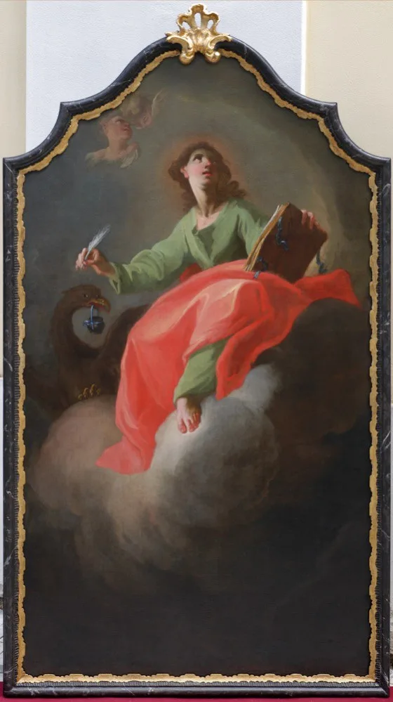 Sv. Jan Evangelista, 1765–1770 (?) Olej, plátno; Boleradice, kostel sv. Jana Křtitele, boční oltář
