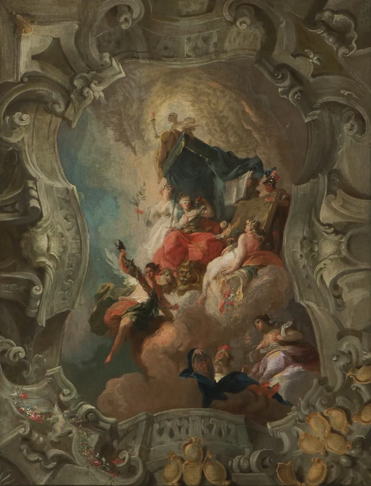 Alegorie Spravedlnosti (modello k nedochované výzdobě tribunální světnice Zemského domu v Brně), 1771, Soukromý majetek v ČR, dlouhodobě zapůjčeno do Moravské galerie v Brně