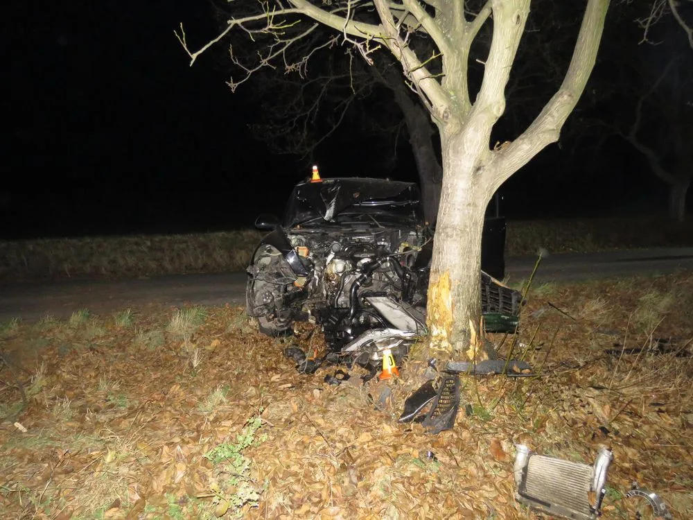Podnapilý řidič narazil se svým Porsche do stromu. Policistům řekl, že vypil dvě nealko piva