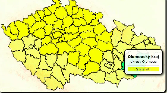 Od dnešního rána platí v Olomouckém kraji výstraha před silným větrem