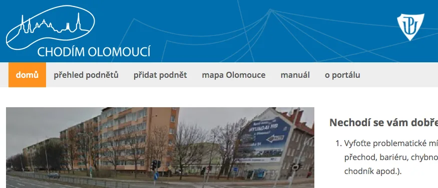 Olomouc má nový portál s názvem Chodím Olomoucí, můžete skrze něj říct, co vás ve městě trápí