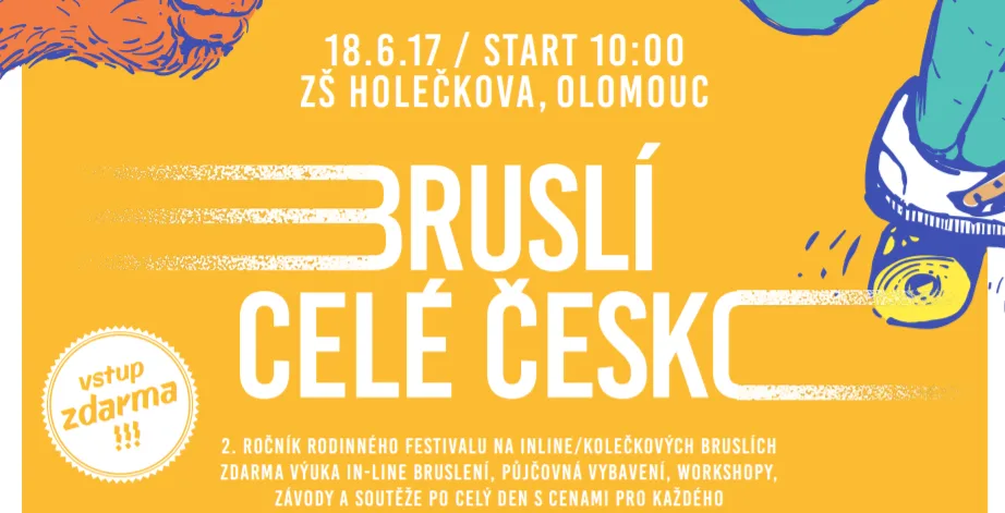 18. června bude bruslit celé Česko. Sportovní festival konaný i v Olomouci nabídne mnoho aktivit
