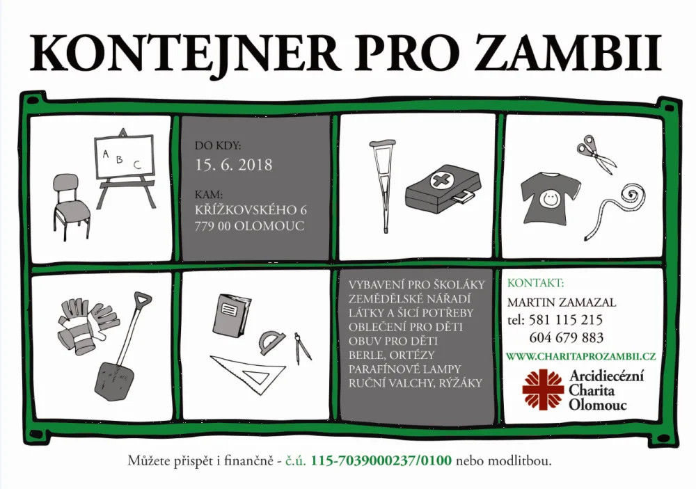 Olomoucká charita vyhlásila materiální sbírku Kontejner pro Zambii. Lidé můžou pomoci tamním dětem