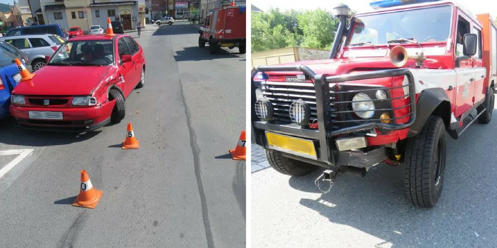 Řidič nedal přednost hasičům, kteří jeli do akce. I přes úporné brzdění hasičů se nepodařilo střetu zabránit