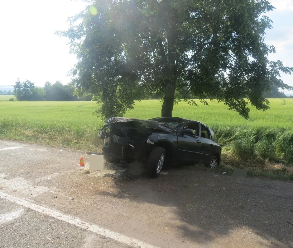 Řidič se spolujezdkyní nevybral v autě zatáčku a skončil ve stromě. Oba dva se zranili