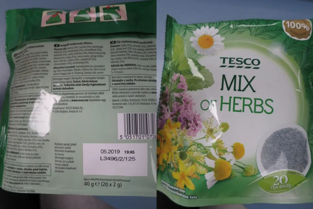 Potravinářská inspekce zjistila v obchodním řetězci Tesco čaj s nebezpečnými alkaloidy