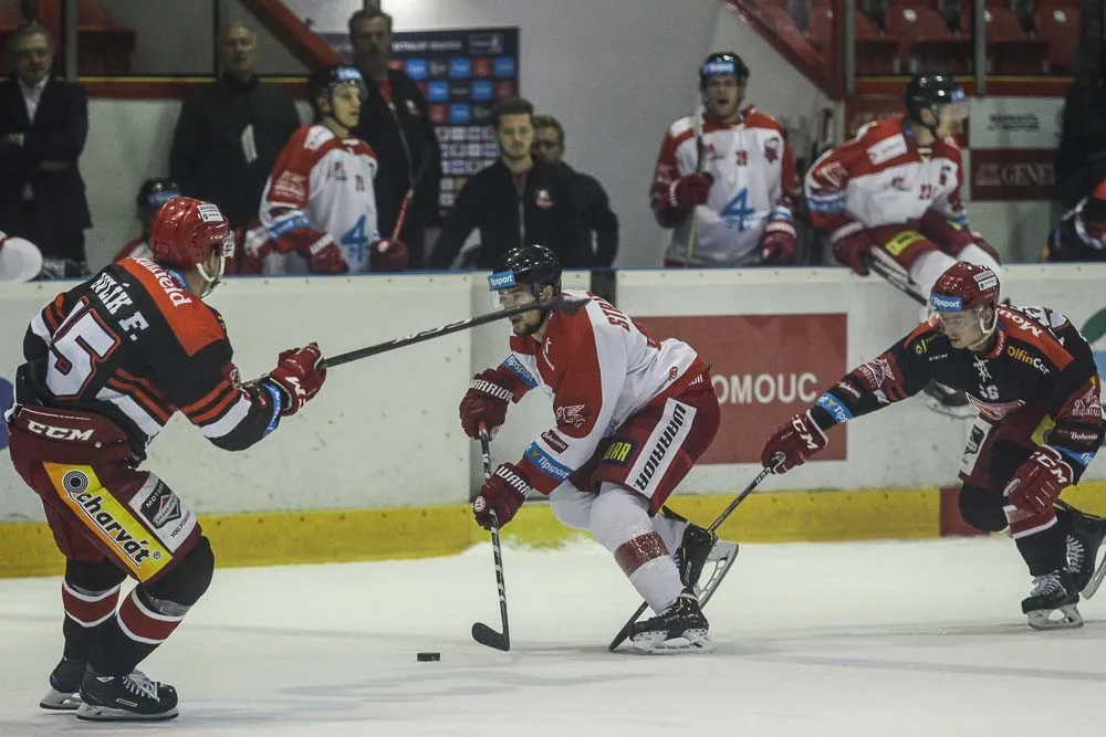FOTOGALERIE: Kohouti porazili Hradec 3:1. Strapáč se blýskl hattrickem, Konrád čaroval