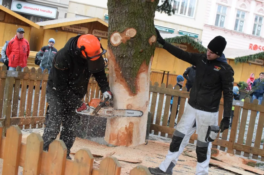 FOTO/VIDEO: Na náměstí už stojí vánoční stromeček. Jméno se dozvíme při pátečním rozsvěcení