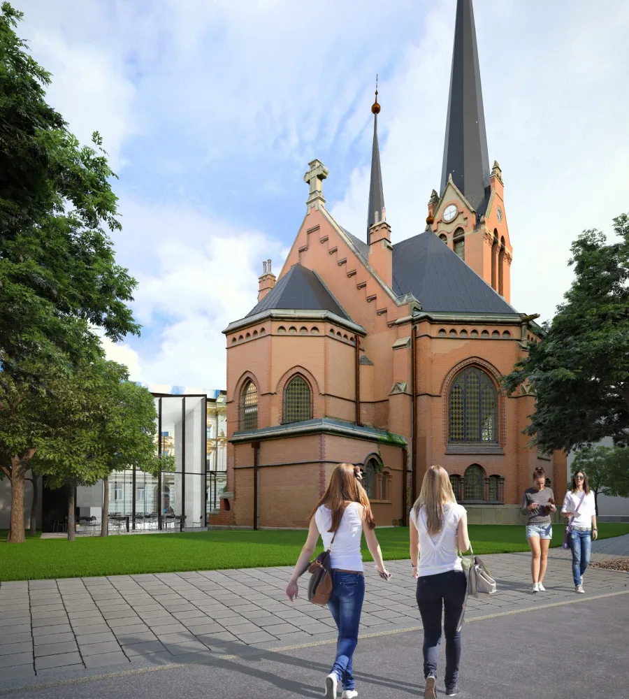 FOTO: U Červeného kostela v Olomouci vyroste moderní přístavba