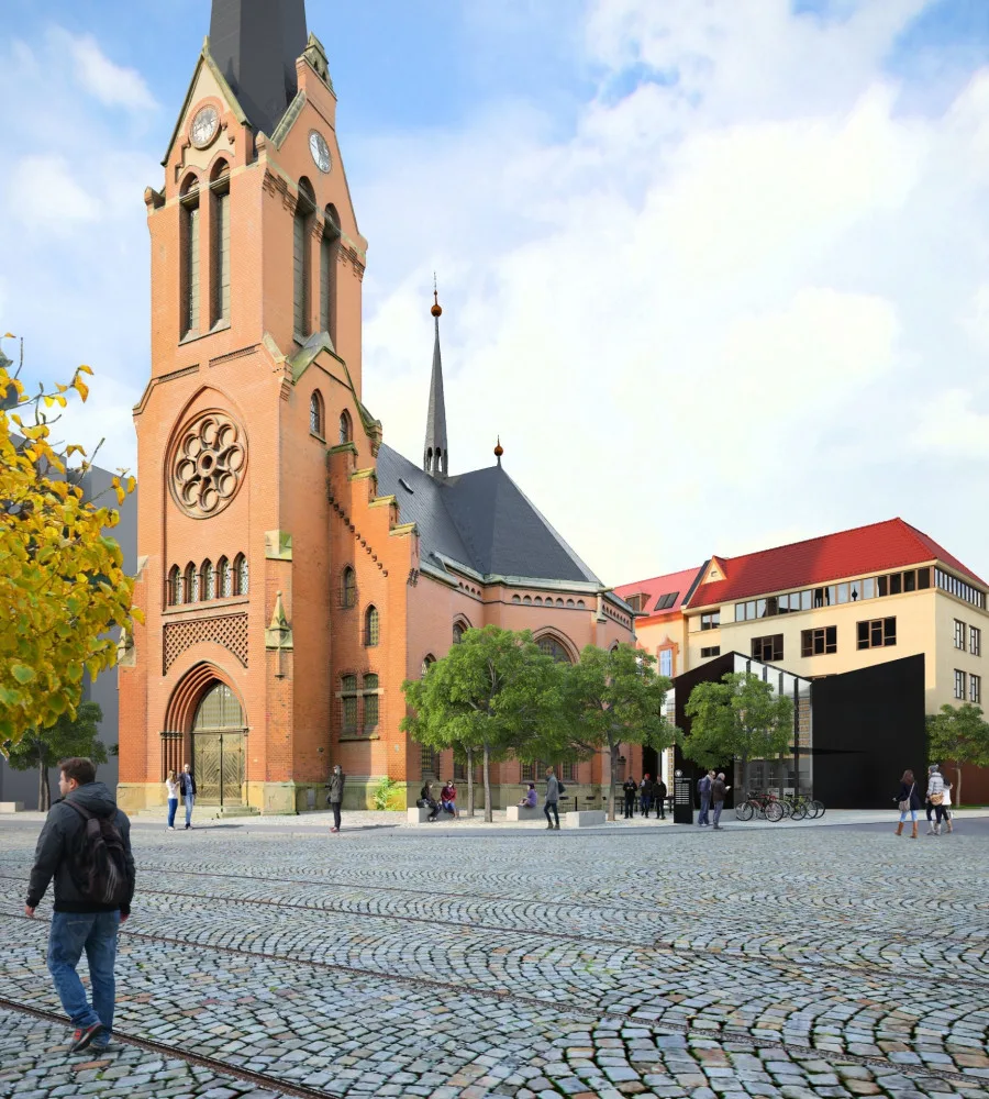 FOTO: U Červeného kostela v Olomouci vyroste moderní přístavba