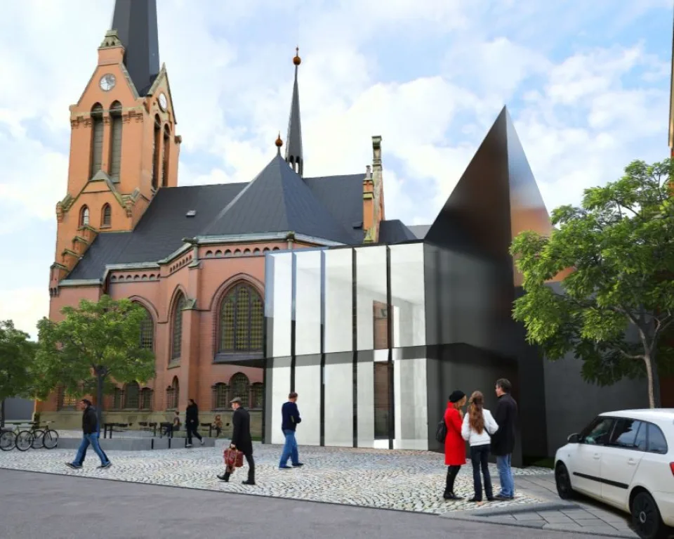 FOTO: U Červeného kostela v Olomouci vyroste moderní přístavba