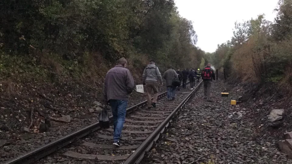 FOTO: Rychlík, ve kterém bylo přes třicet cestujících, narazil do sedmi popadaných stromů