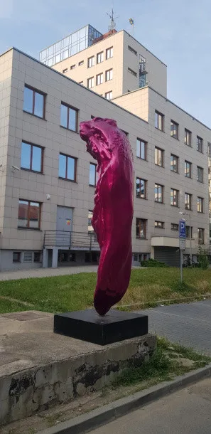 FOTO: Olomouc má nový sochařský přírůstek. Obří růžový jazyk znázorňuje chuť na sladké