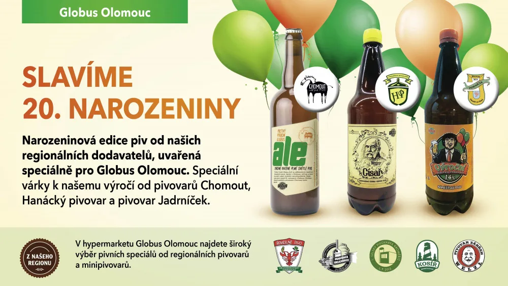 Olomoucký Globus slaví 20 let. Regionální pivovary mu uvařily speciální narozeninová piva