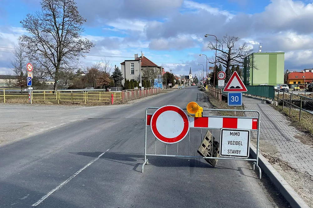 Uzavírka Dukelské ulice v Litovli - ilustrační foto