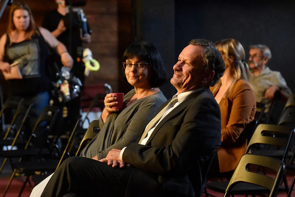 Miroslav Krobot během natáčení filmu Šnajdr v Olomouci