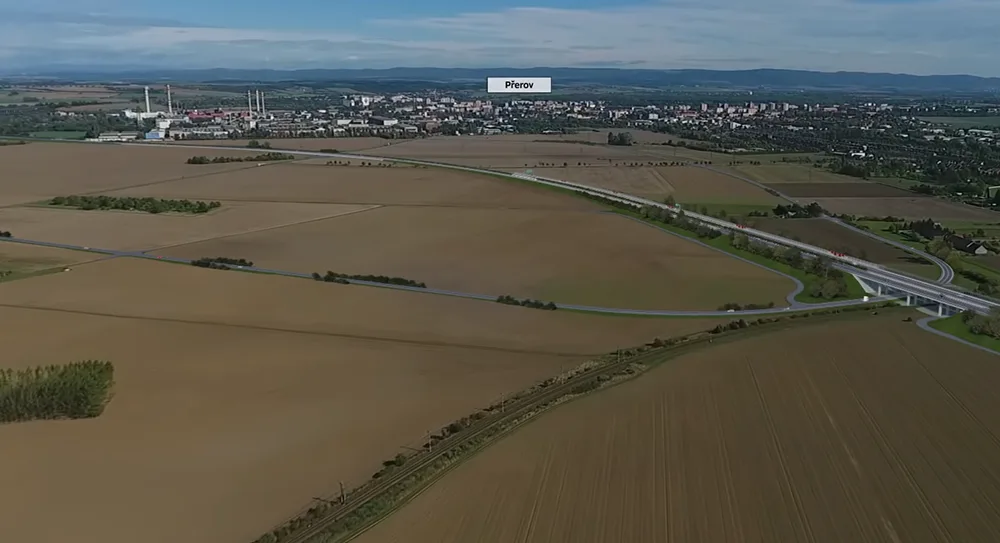 Vizualizace dálnice D1 u Přerova
