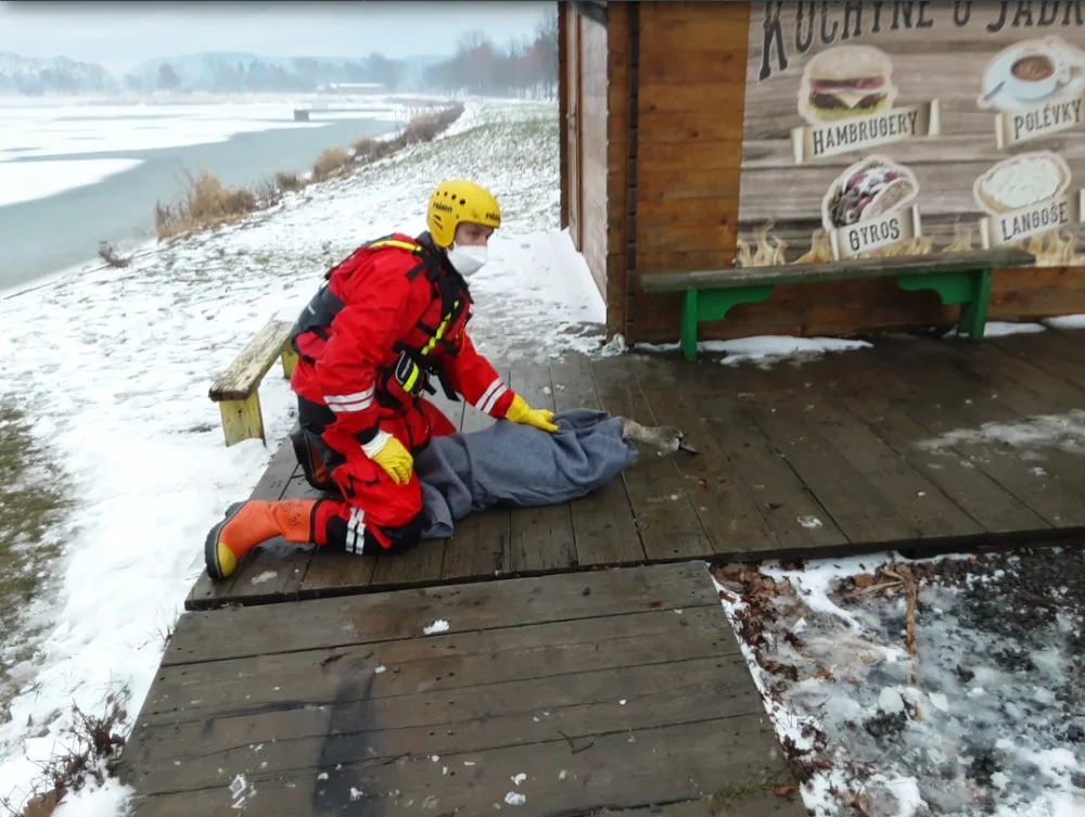 Hasiči měli v Olomoucké kraji přes Vánoce na pilno. Zachraňovali i labuť nebo hasili saunu