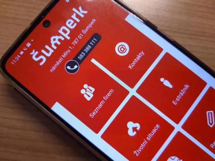 Upravená aplikace Šumperk v mobilu
