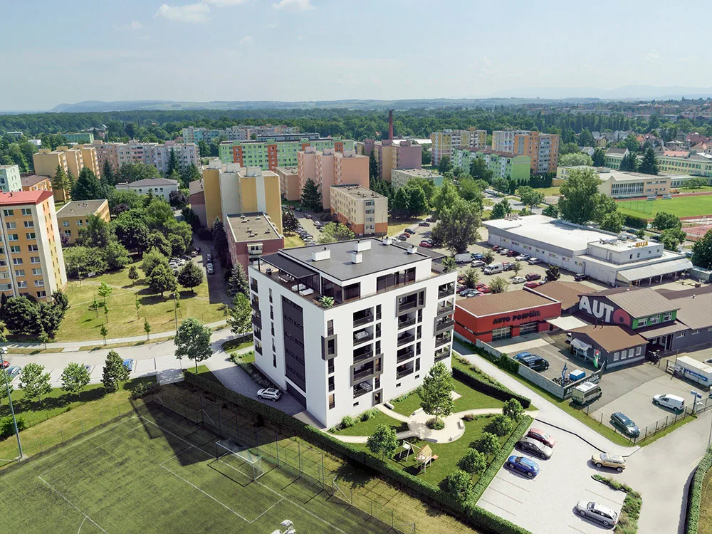 Vizualizace bytového domu, který vznikne na okraji sídliště Kopaniny v Přerově