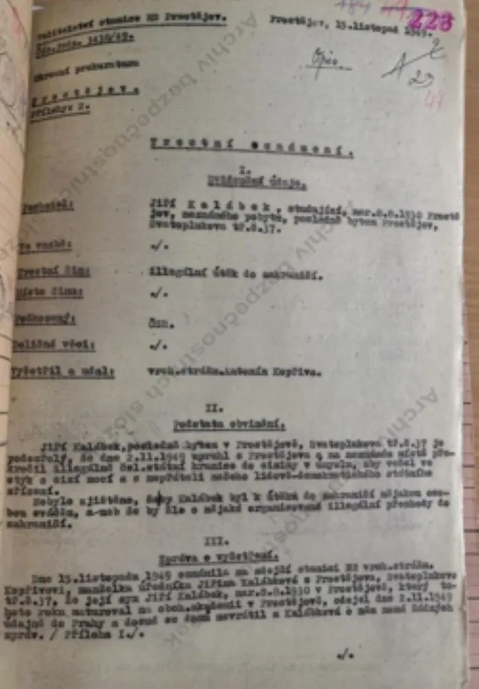 Trestní oznámení na syna Aloise Kalábka