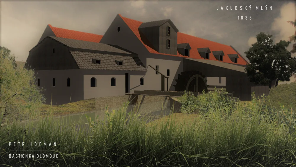 Jakubský mlýn v 3D modelu Bastionka Olomouc