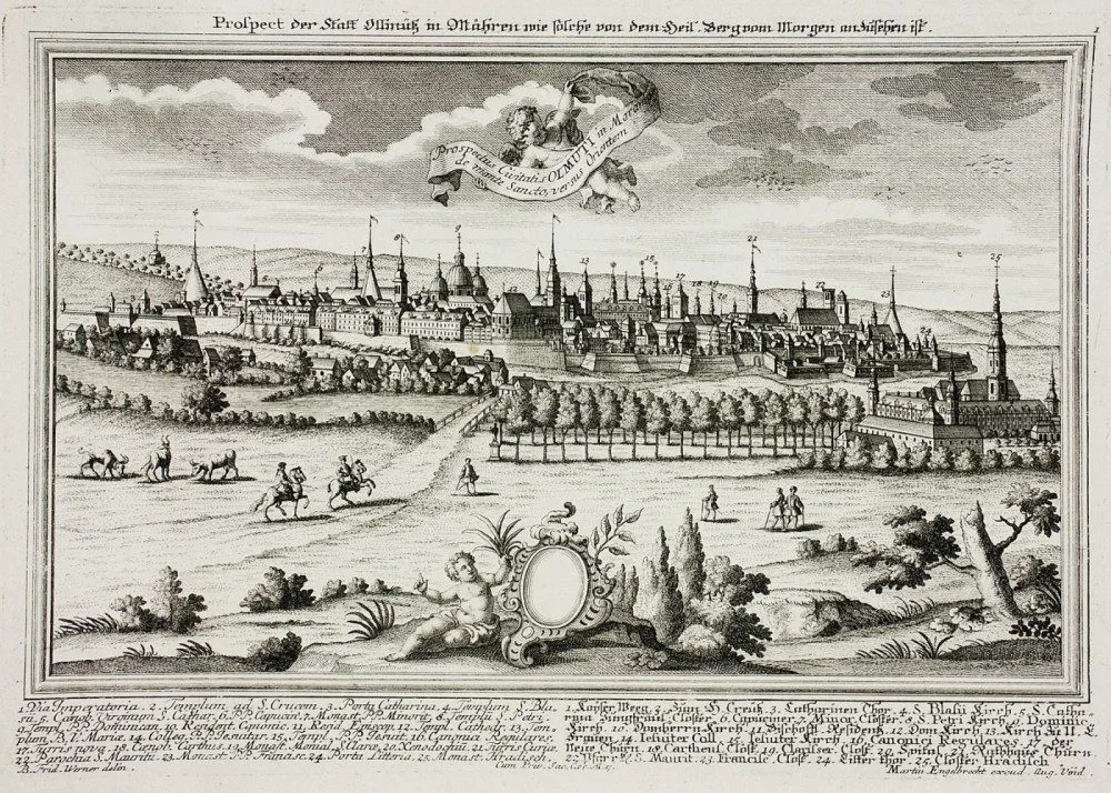 Olomouc od severovýchodu s cestou na Klášter Hradisko - kolem roku 1740