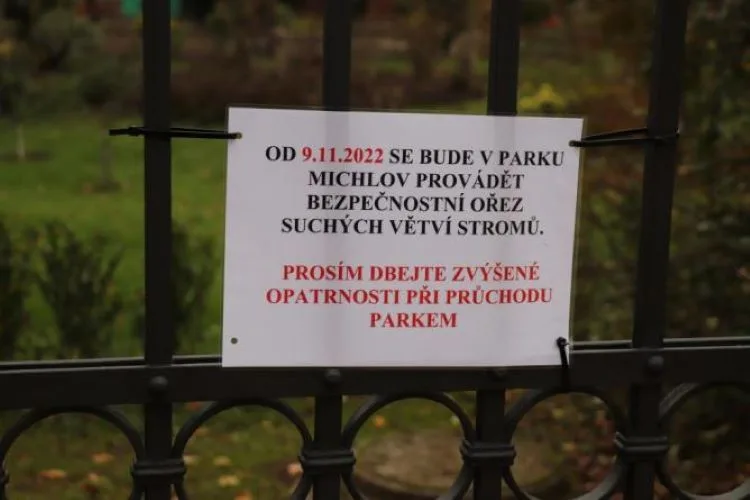 V přerovském parku Michalo začalo ořezávání stromů. Město vyzývá návštěvníky, aby dávali pozor